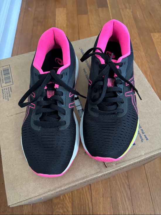 Asics Shoes - ASICS Women's Black and Bright Pink Athletic Running Shoes